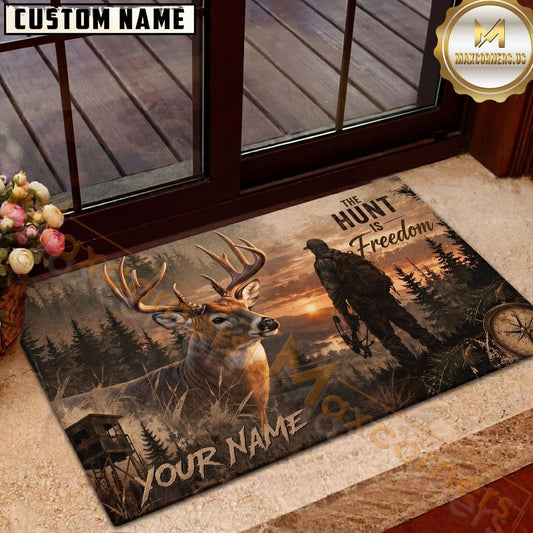 Maxcorners Hunting Hunter Sunset Forest Personalized Name Unisex 3D Doormat