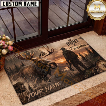 Maxcorners Hunting Hunter Sunset Forest Personalized Name Unisex 3D Doormat