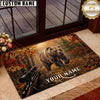 Maxcorners Deer Hunting Whitetail Buck Rifle Autumn Forest Personalized Name Unisex 3D Doormat
