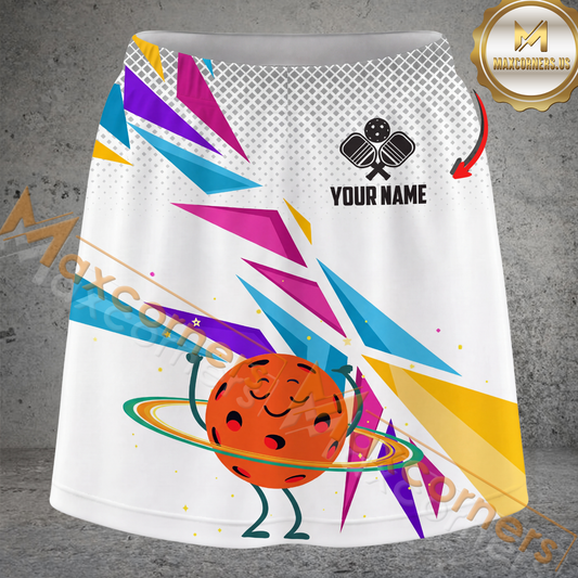 Maxcorners Pickleball Geometric Abstract Multicolor Options Personalized 3D Skort