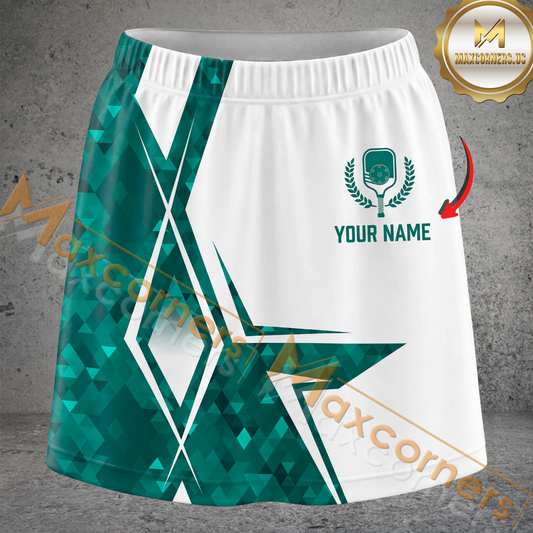 Maxcorners Pickleball Champion Crest Multicolor Options Personalized 3D Skort