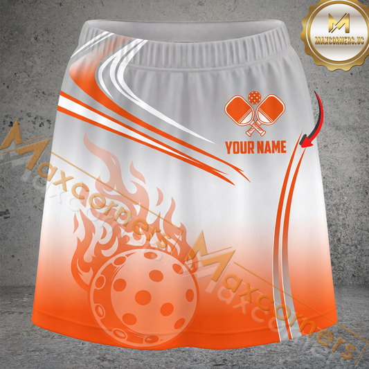 Maxcorners Pickleball Fireball Graphic Multicolor Options Personalized 3D Skort