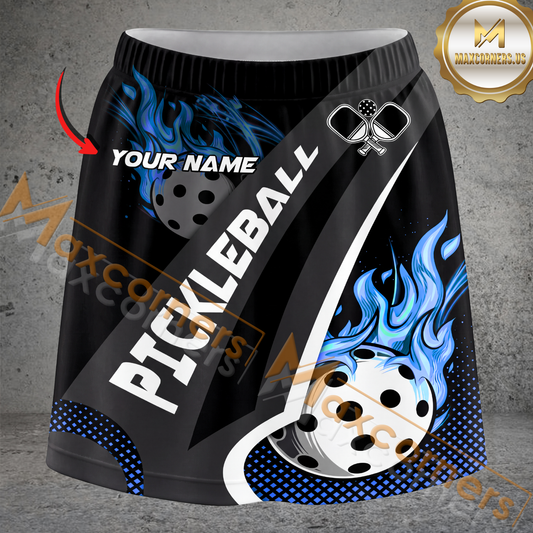 Maxcorners Pickleball Fireball Typography Multicolor Options Personalized 3D Skort