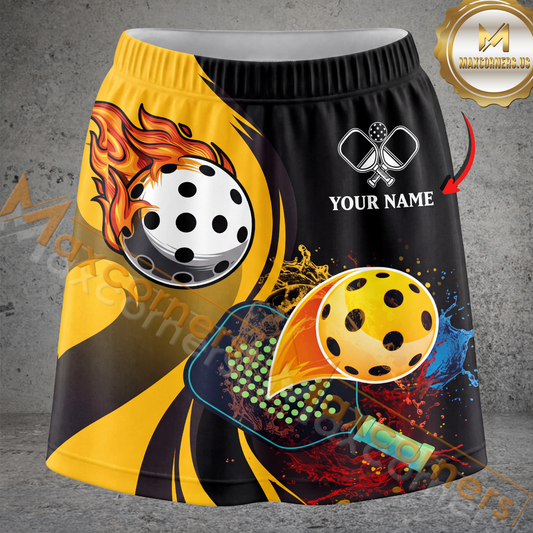 Maxcorners Pickleball Color Splash Paddle Multicolor Options Personalized 3D Skort
