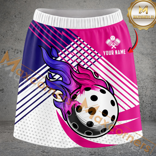 Maxcorners Pickleball Pink Fireball Multicolor Options Personalized 3D Skort