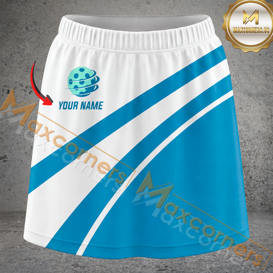 Maxcorners Pickleball Curved Stripe Multicolor Options Personalized 3D Skort