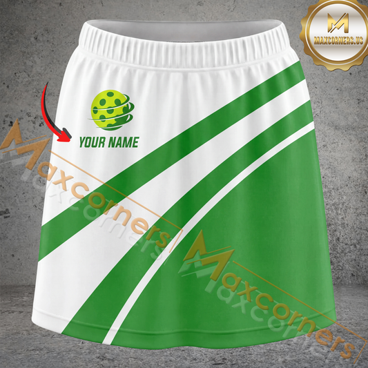 Maxcorners Pickleball Curved Stripe Multicolor Options Personalized 3D Skort