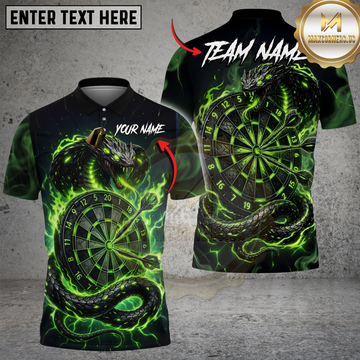 Maxcorners Dart Glowing Green Serpent Electric Lightning Elements Multi Options Personalized Name, Team Name Unisex 3D Shirt (4 Colors)