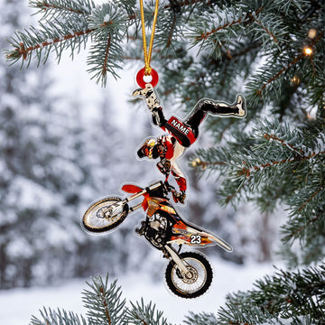 Maxcorners Freestyle Motocross Dirt Bike Stunt Flip Trick Custom Name Gift 2D Flat Acrylic Ornament, Keychain