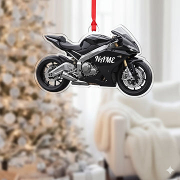 Maxcorners Black Superbike Sport Motorcycle Racing Bike Custom Name Gift 2D Flat Acrylic Ornament, Keychain