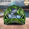 Maxcorners Green Neon Hex Pattern Personalized Name 3D Cap
