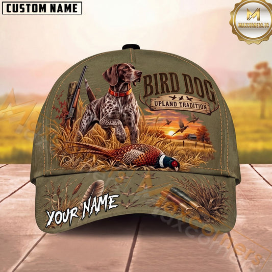 Maxcorners Bird Dog Upland Tradition Hunting Dog Pheasant Sunset Personalized Name Unisex 3D Cap