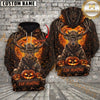 Maxcorners Hunting Halloween Pumpkin Camo Personalized Name Unisex 3D Hoodie