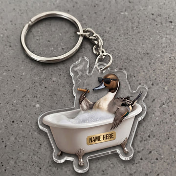 Maxcorners Northern Pintail Duck In Bathtub Sunglasses Cigar Custom Name Gift 2D Flat Arcrylic Ornament, Keychain