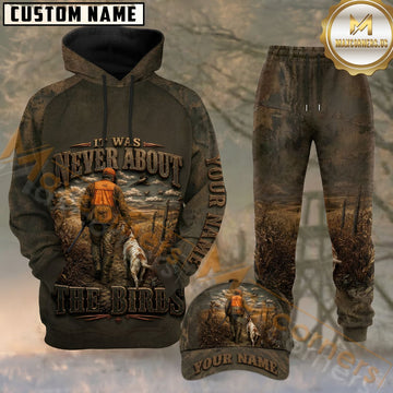 Maxcorners Bird Hunter With Dog It Was Never About The Birds Forest Camo Personalized Name Unisex 3D Shirt