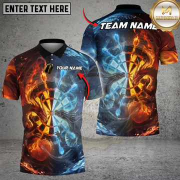 Maxcorners Dart Mythical Dragon Battle Fire Against Ice Elements Multi Options Personalized Name, Team Name Unisex 3D Shirt (3 Colors)