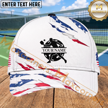 Maxcorners Pickleball Player American Flag Claw Scratch Personalized Name 3D Cap