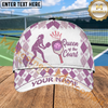 Maxcorners Pickleball Queen Of The Court Pink Argyle Personalized Name 3D Cap (4 Colors)