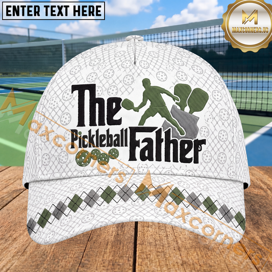 Maxcorners Pickleball Father Vintage Typography Personalized Name 3D Cap