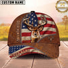 Maxcorners Hunting American Flag Rustic Personalized Name Unisex 3D Cap
