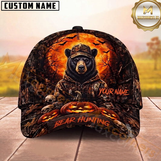 Maxcorners Hunting Halloween Camo Personalized Name Unisex 3D Cap
