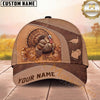 Maxcorners  Hunting Rustic Brown Leather Personalized Name Unisex 3D Cap