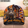 Maxcorners Hunting American Flag Orange Camo Personalized Name Unisex 3D Cap