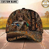 Maxcorners Hunting Dog Duck Hunting Mallard In Mouth Forest Camo Vertical Stripe Personalized Name 3D Cap