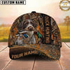 Maxcorners Hunting Dog Duck Hunting Mallard In Mouth Forest Camo Vertical Stripe Personalized Name 3D Cap