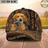 Maxcorners Hunting Dog Duck Hunting Mallard In Mouth Forest Camo Vertical Stripe Personalized Name 3D Cap