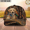 Maxcorners Hunting Dog Duck Hunting Mallard In Mouth Forest Camo Vertical Stripe Personalized Name 3D Cap