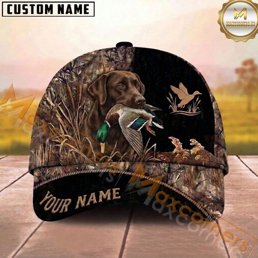Maxcorners Hunting Dog Waterfowl Hunting Mallard In Mouth Flying Duck Badge Personalized Name 3D Cap