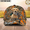 Maxcorners Hunting Dog Duck Hunting Blaze Orange Reeds Camo Mallard In Mouth Personalized Name 3D Cap