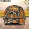 Maxcorners Hunting Dog Duck Hunting Blaze Orange Reeds Camo Mallard In Mouth Personalized Name 3D Cap