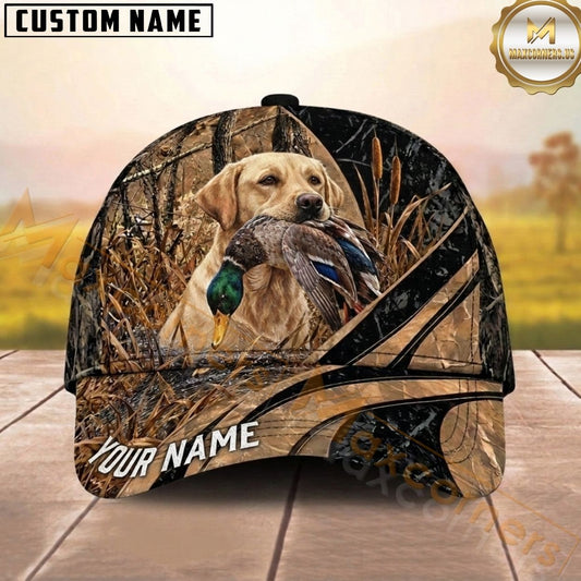 Maxcorners Hunting Dog Duck Hunting Duck In Mouth Marsh Grass Personalized Name 3D Cap