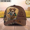 Maxcorners Hunting Dog Waterfowl Hunter Mallard In Mouth Stitched Leather Badge Personalized Name 3D Cap