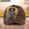 Maxcorners Hunting Dog Waterfowl Hunter Mallard In Mouth Stitched Leather Badge Personalized Name 3D Cap