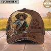 Maxcorners Hunting Dog Waterfowl Hunter Mallard In Mouth Stitched Leather Badge Personalized Name 3D Cap