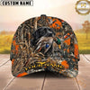 Maxcorners Hunting Dog Duck Hunter Mallard In Mouth Flying Ducks Blaze Orange Camo Personalized Name 3D Cap