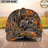 Maxcorners Hunting Dog Duck Hunter Mallard In Mouth Flying Ducks Blaze Orange Camo Personalized Name 3D Cap