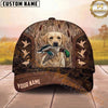 Maxcorners Hunting Dog Duck Hunting Mallard In Mouth Flying Ducks Stitched Leather Personalized Name 3D Cap