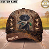 Maxcorners Hunting Dog Duck Hunting Mallard In Mouth Flying Ducks Stitched Leather Personalized Name 3D Cap