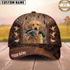 Maxcorners Hunting Dog Duck Hunting Mallard In Mouth Flying Ducks Stitched Leather Personalized Name 3D Cap