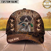 Maxcorners Hunting Dog Duck Hunting Mallard In Mouth Flying Ducks Stitched Leather Personalized Name 3D Cap