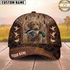 Maxcorners Hunting Dog Duck Hunting Mallard In Mouth Flying Ducks Stitched Leather Personalized Name 3D Cap