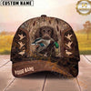 Maxcorners Hunting Dog Duck Hunting Mallard In Mouth Flying Ducks Stitched Leather Personalized Name 3D Cap