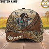 Maxcorners Hunting Dog Duck Hunter Christian Cross Let Us Thank Him Stitched Leather Personalized Name 3D Cap