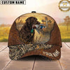 Maxcorners Hunting Dog Duck Hunting Christian Cross Sunset Lake Reeds Leather Personalized Name 3D Cap