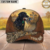 Maxcorners Hunting Dog Duck Hunting Christian Cross Sunset Lake Reeds Leather Personalized Name 3D Cap