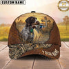 Maxcorners Hunting Dog Duck Hunting Christian Cross Sunset Lake Reeds Leather Personalized Name 3D Cap